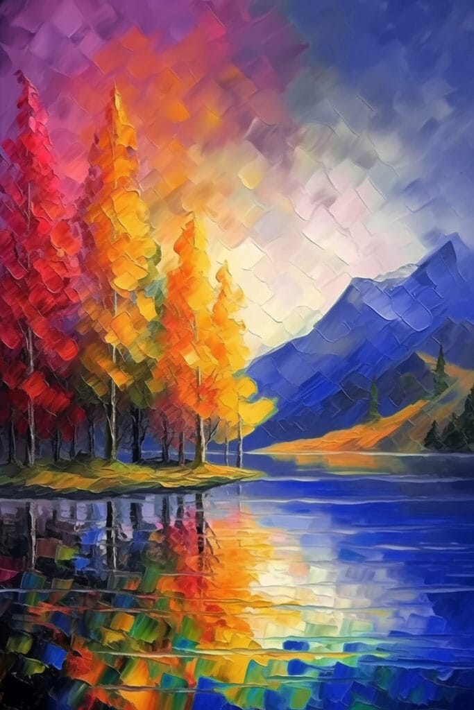 Painting of a colorful landscape Painting of a colorful landscape