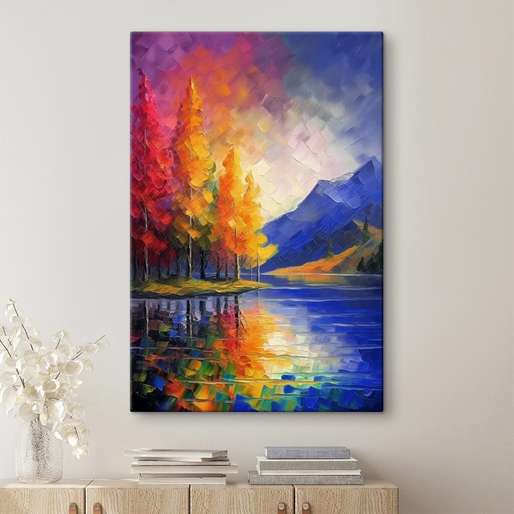 Painting of a colorful landscape Painting of a colorful landscape