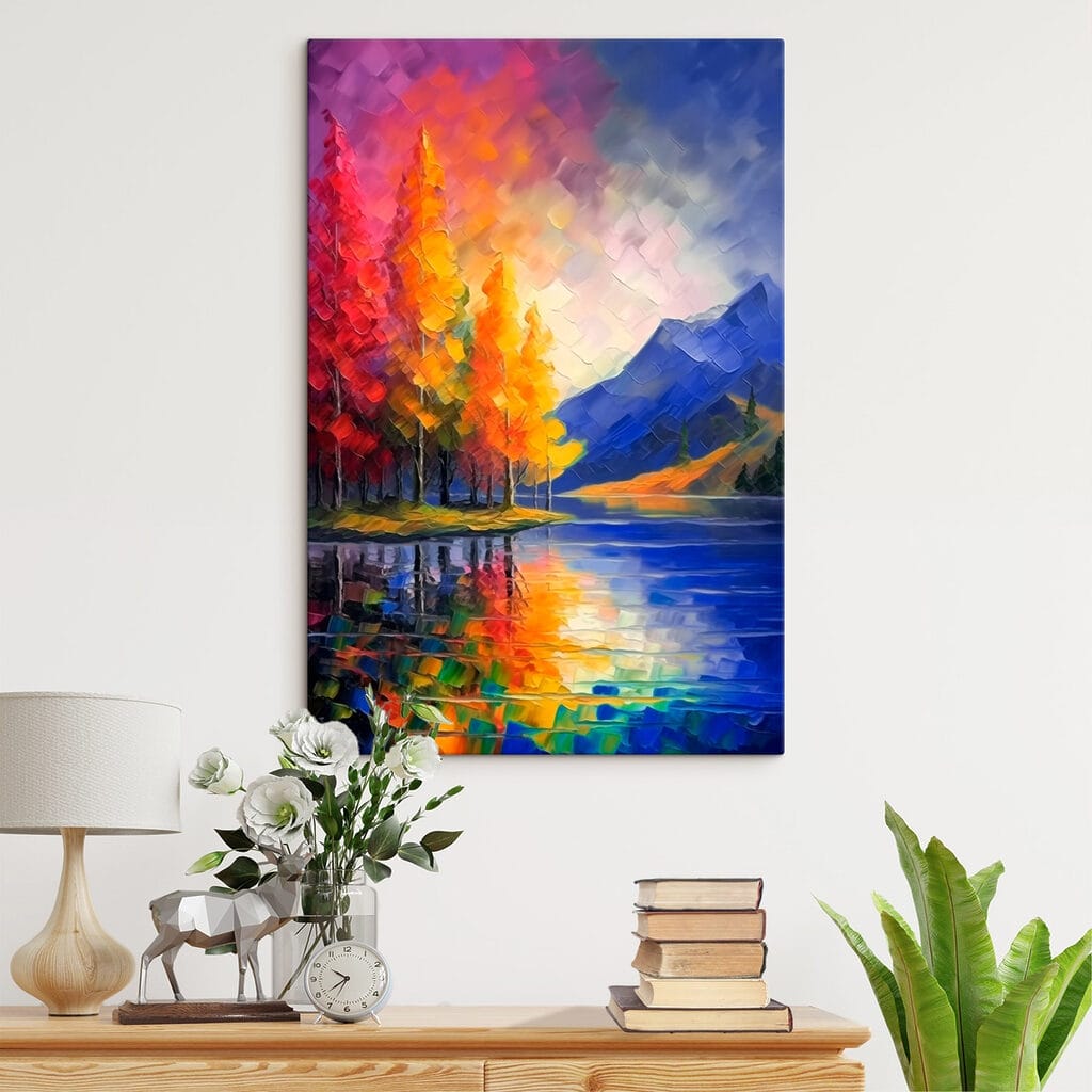 Painting of a colorful landscape Painting of a colorful landscape