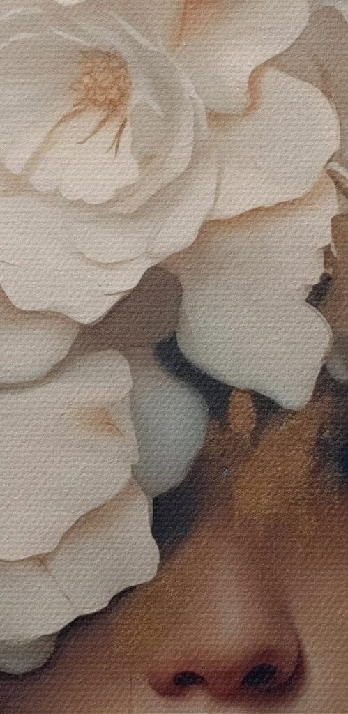 Painting of a woman with flowers on her head Painting of a woman with flowers on her head