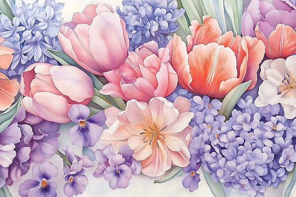 Group of flowers on a white background