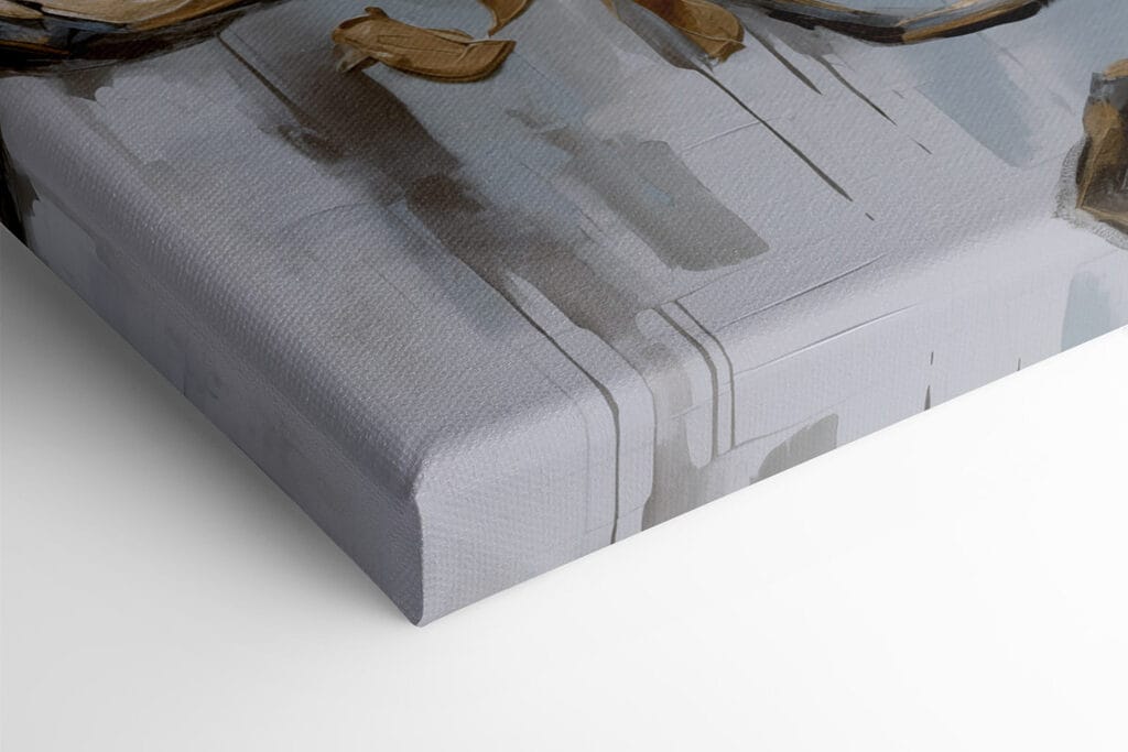 Painting of white flowers on a branch