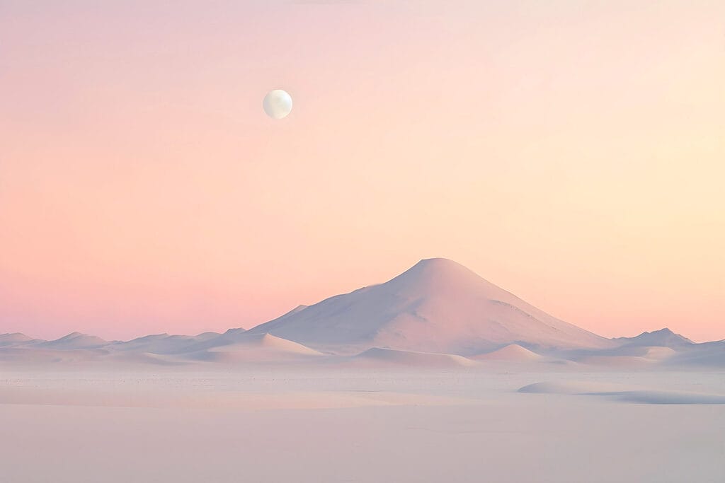 Snow covered mountain in a desert