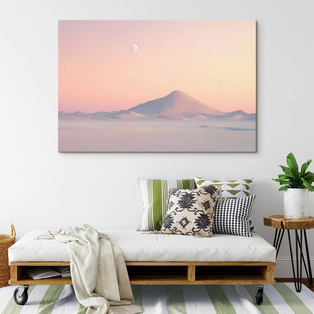 Snow covered mountain in a desert