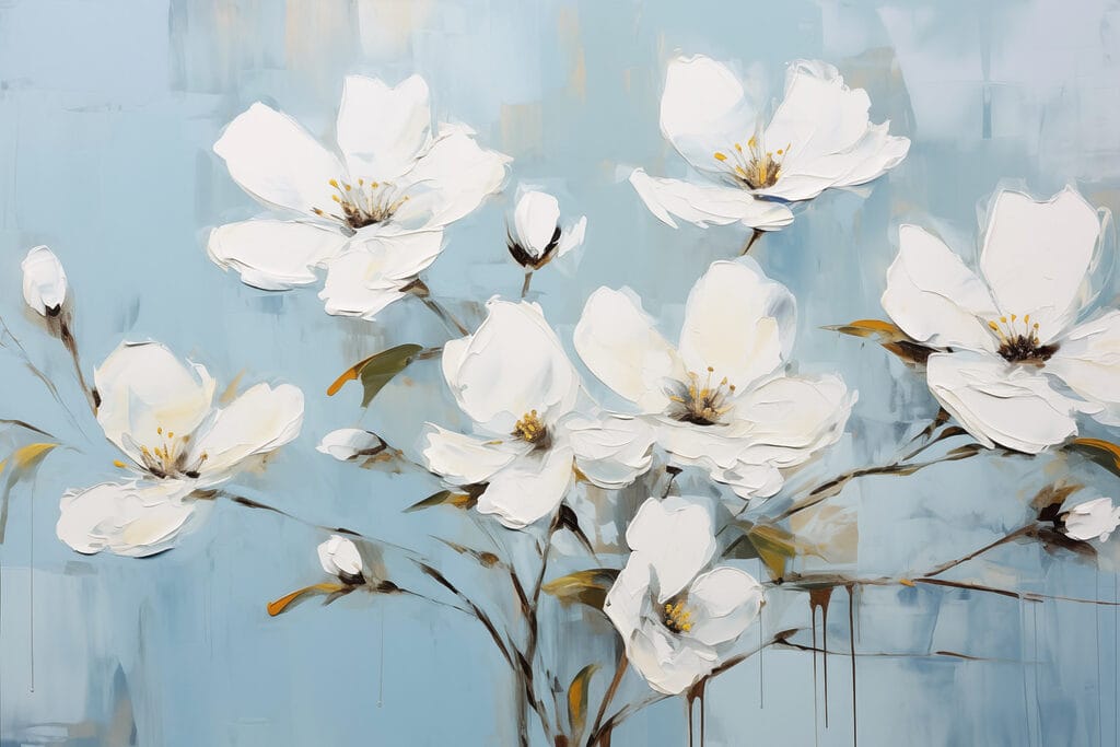 Painting of white flowers