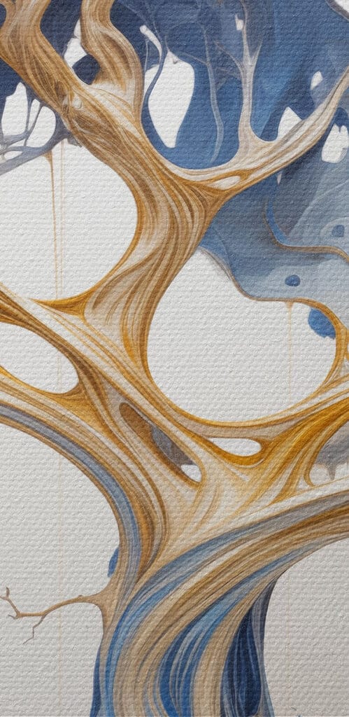 Tree with blue and yellow leaves Tree with blue and yellow leaves