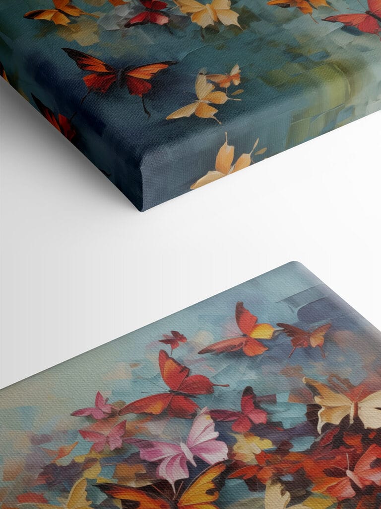 Group of butterflies on a blue background