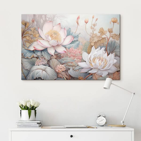 Painting of flowers and leaves