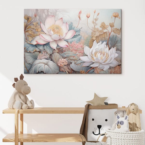 Painting of flowers and leaves