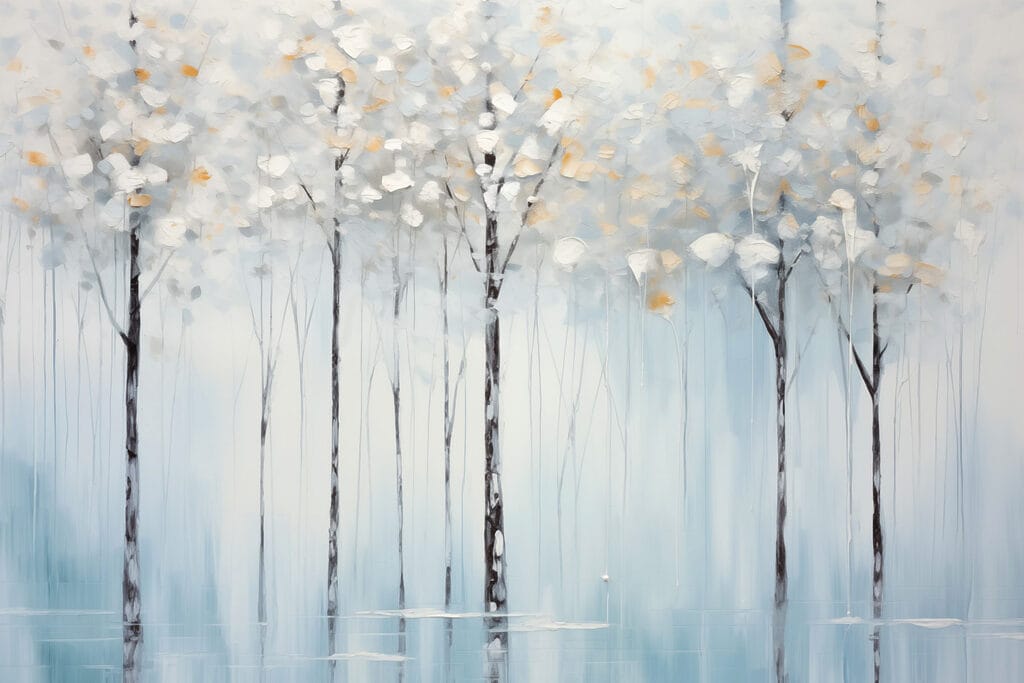 Painting of trees in a lake Painting of trees in a lake