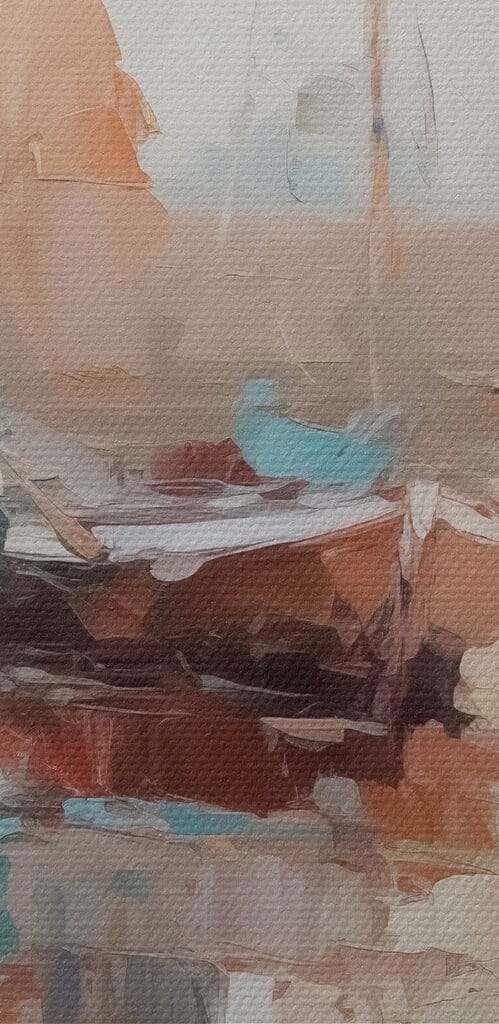 Painting of boats in a harbor Painting of boats in a harbor