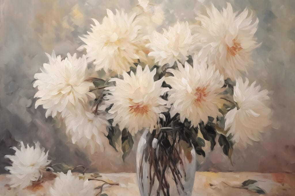 Painting of flowers in a vase