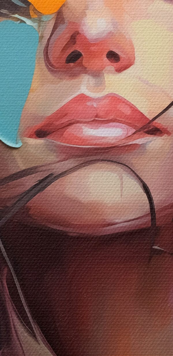 Painting of a woman with flowers on her face