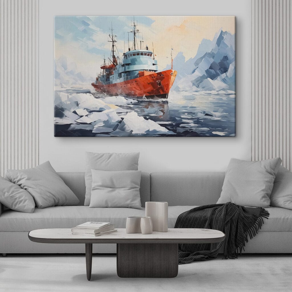 Painting of a ship in the water Painting of a ship in the water