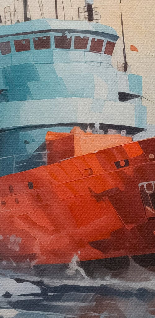 Painting of a ship in the water Painting of a ship in the water