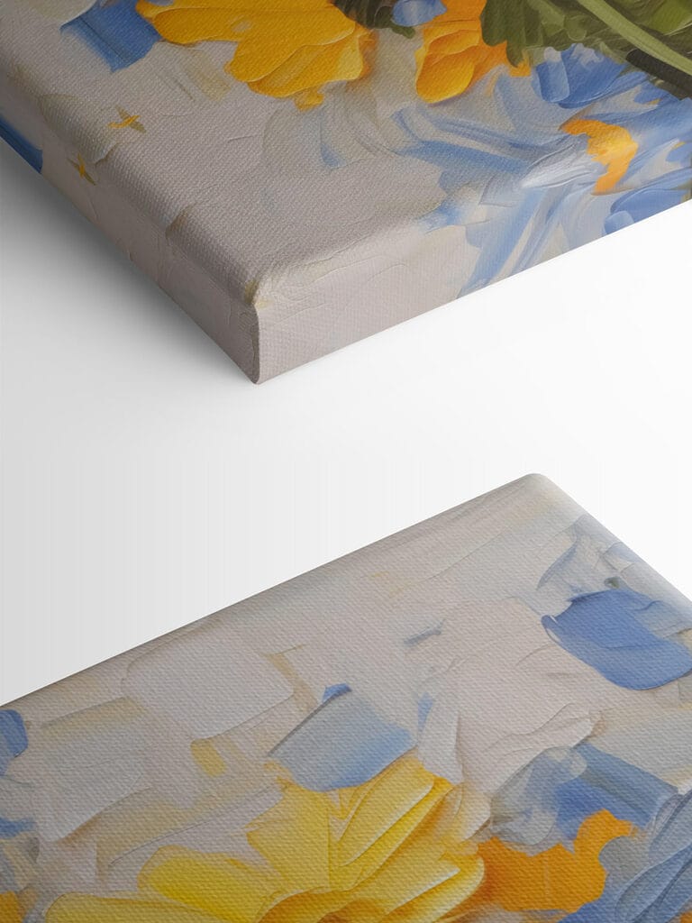 Painting of yellow and blue flowers Painting of yellow and blue flowers