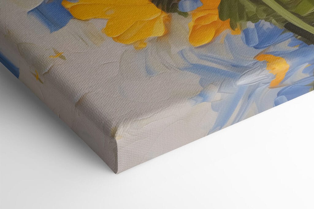 Painting of yellow and blue flowers Painting of yellow and blue flowers