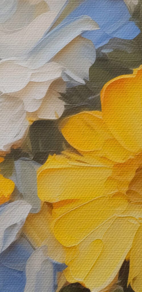 Painting of yellow and blue flowers Painting of yellow and blue flowers