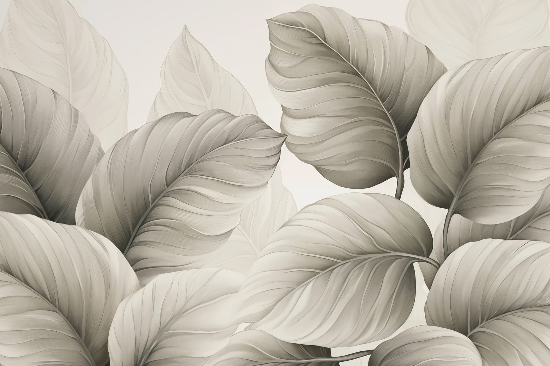 Lush leaves in soft monochrome hues Lush leaves in soft monochrome hues
