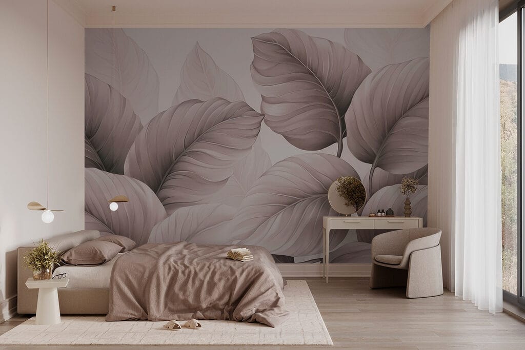 Serene leaf patterns in soft tones Serene leaf patterns in soft tones