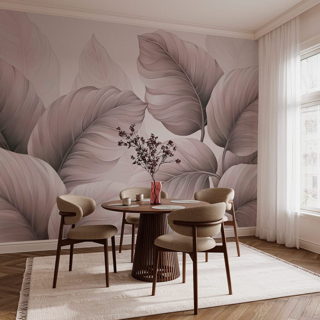 Serene leaf patterns in soft tones Serene leaf patterns in soft tones