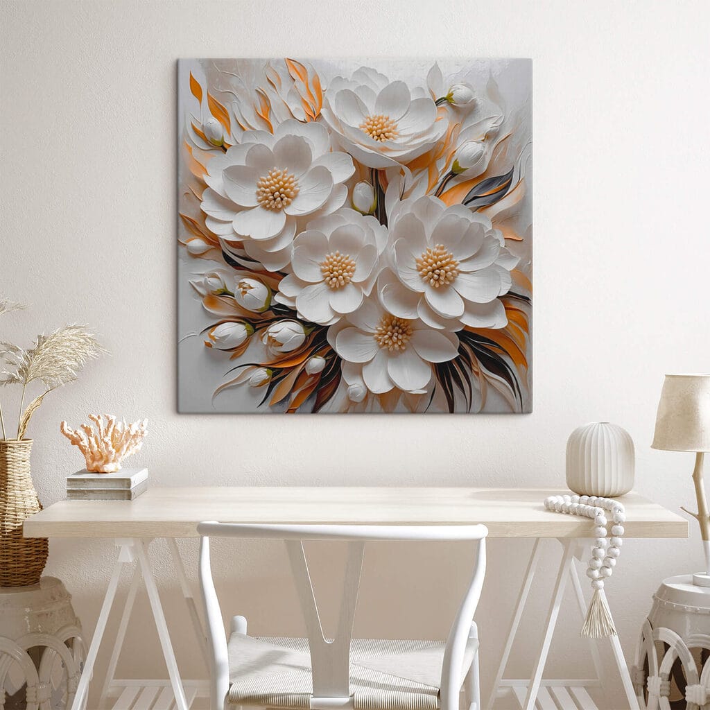 White flowers and leaves