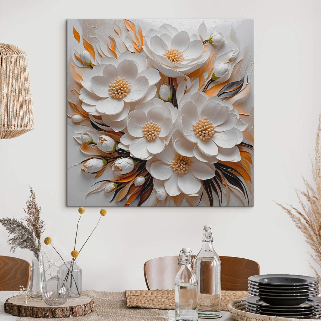 White flowers and leaves