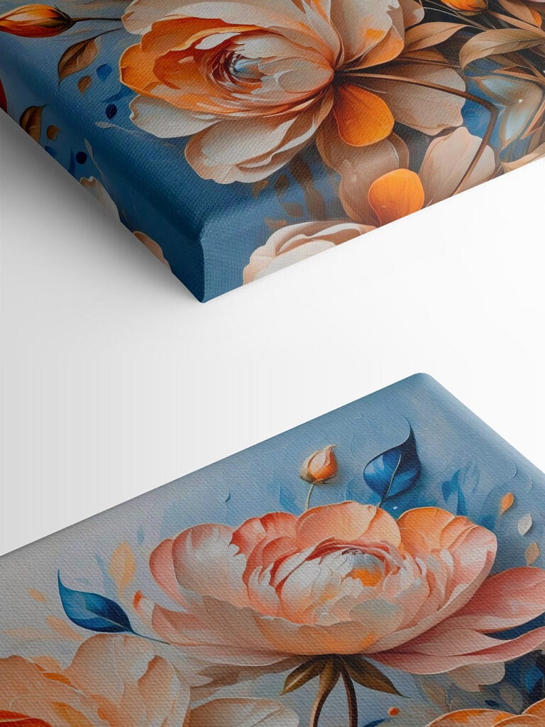 Painting of flowers on a blue background Painting of flowers on a blue background