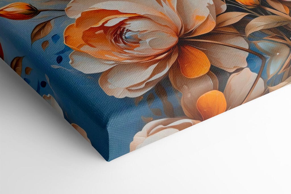 Painting of flowers on a blue background Painting of flowers on a blue background