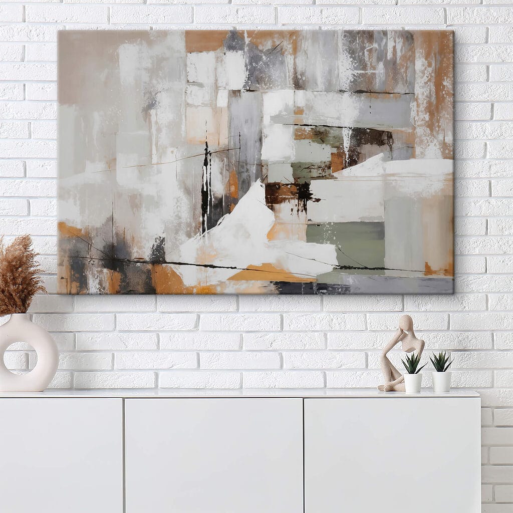 Painting of a white and brown wall