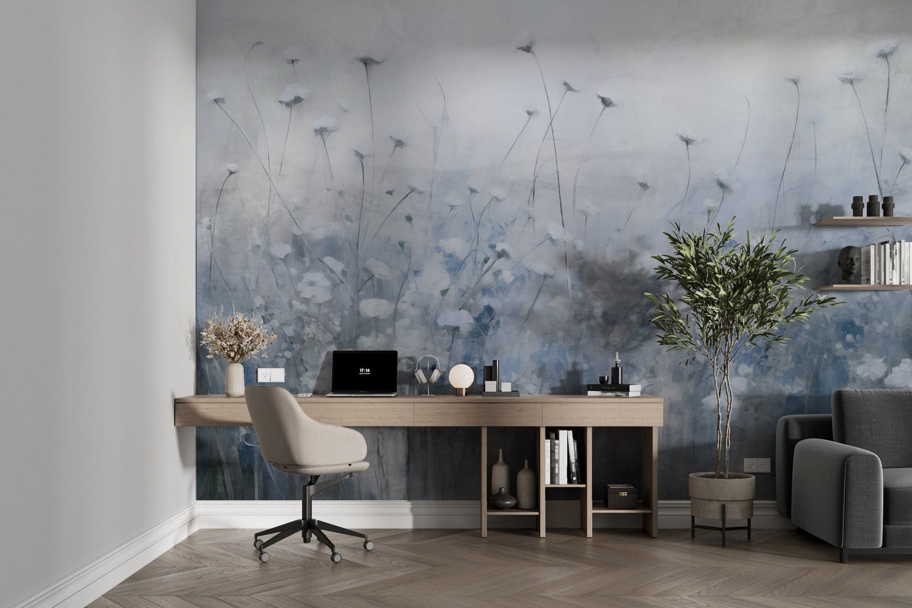 Painting of flowers in a field Painting of flowers in a field