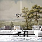 Fototapety Krajina so stromami a kopcami