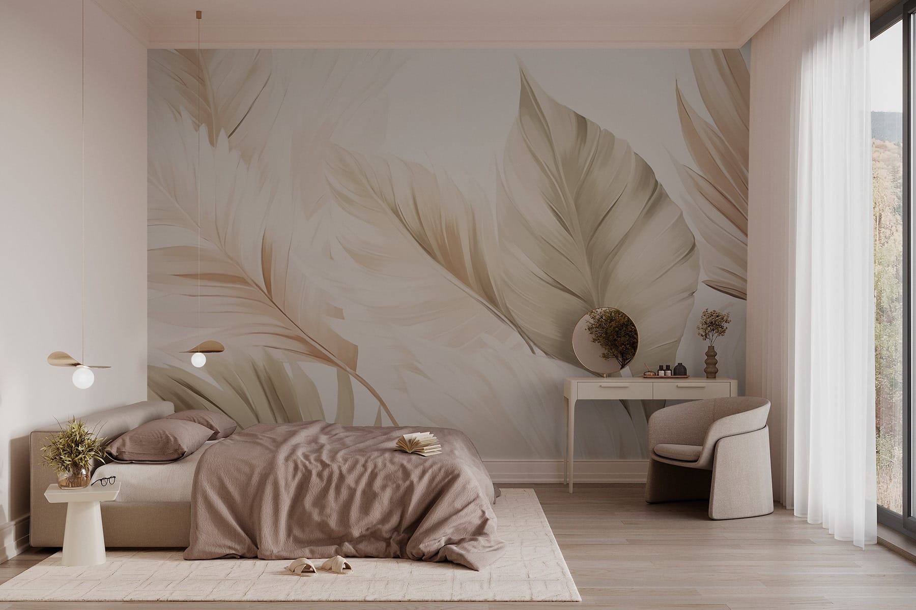 Delicate leaves in soft tones