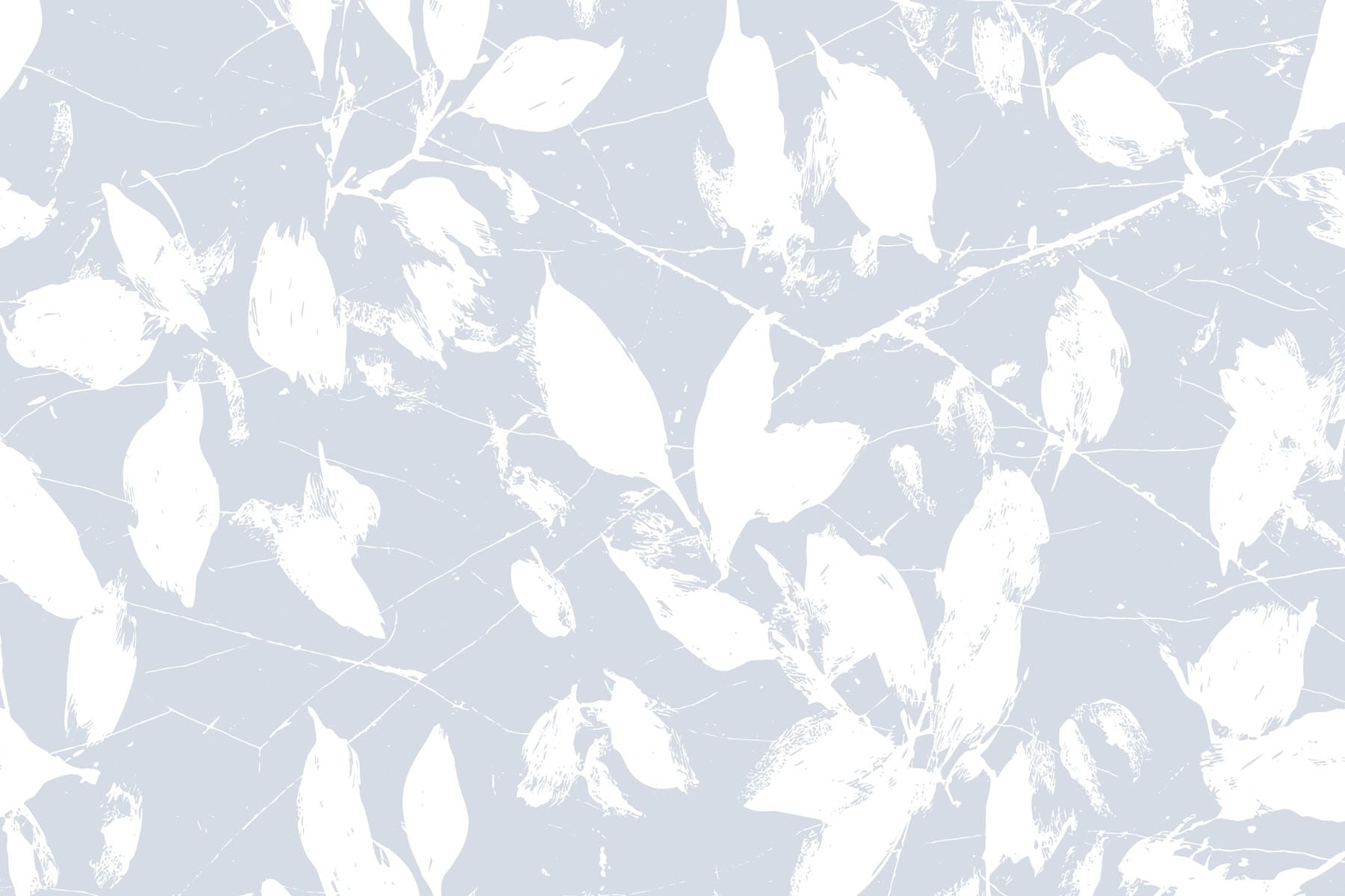 White leaves on a blue background
