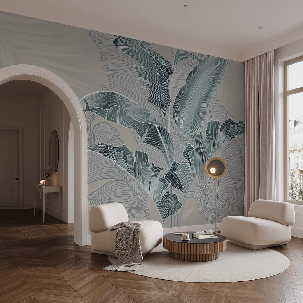 Lush leaves in soft color tones