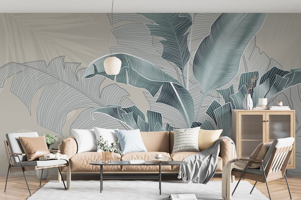 Lush leaves in soft color tones