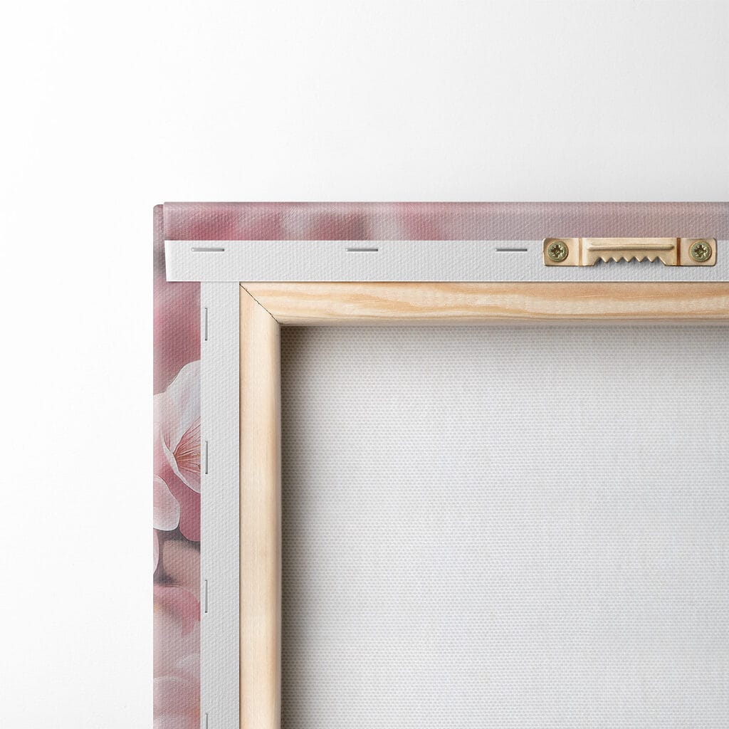 Owl sitting on a branch with pink flowers