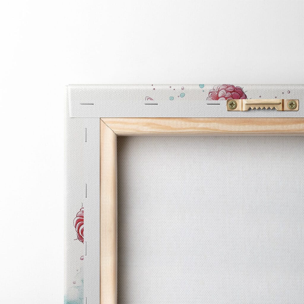 Painting of a donut with raspberries and milk splashing Painting of a donut with raspberries and milk splashing