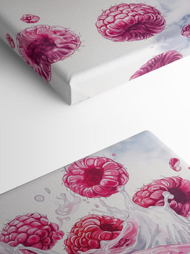 Painting of a donut with raspberries Painting of a donut with raspberries