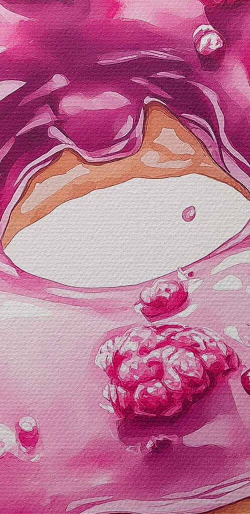 Painting of a donut with raspberries Painting of a donut with raspberries