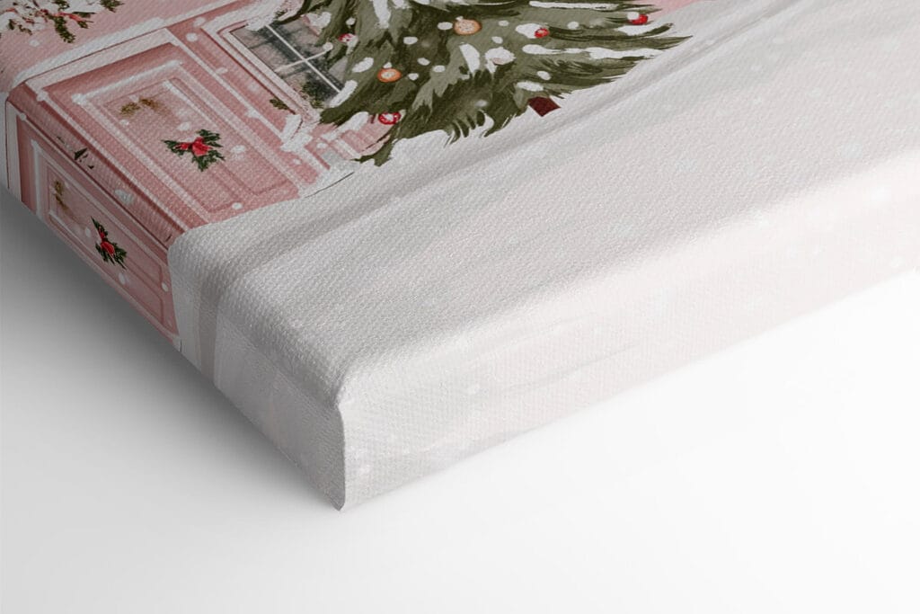 Pink house with snow on it