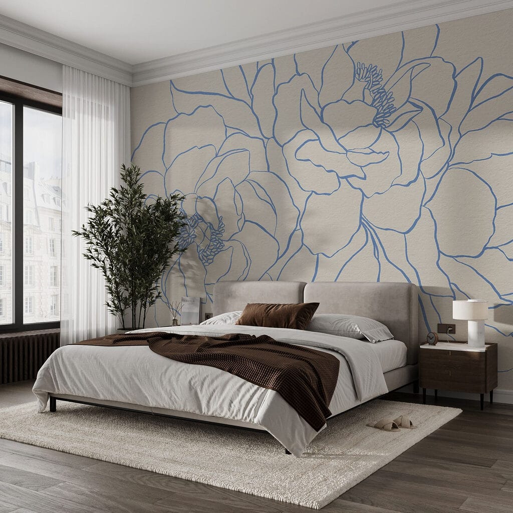 Drawing of flowers on a white surface Drawing of flowers on a white surface
