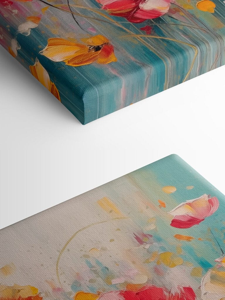 Painting of flowers on a blue background