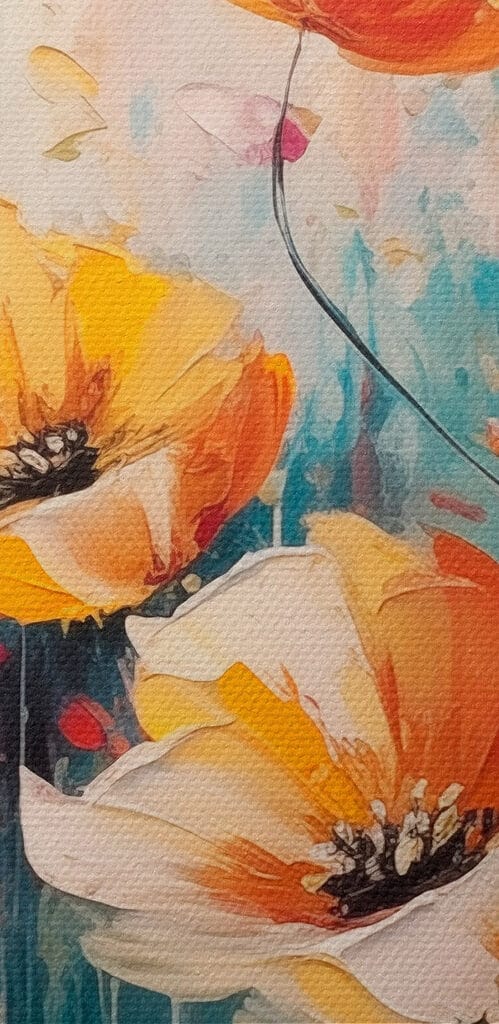 Painting of flowers on a blue background