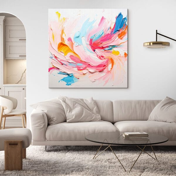 Farebné víry farby na bielom povrchu Obraz Farebné víry farby na bielom povrchu