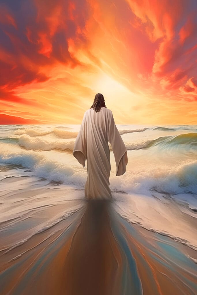 Person in a robe standing in the water Person in a robe standing in the water