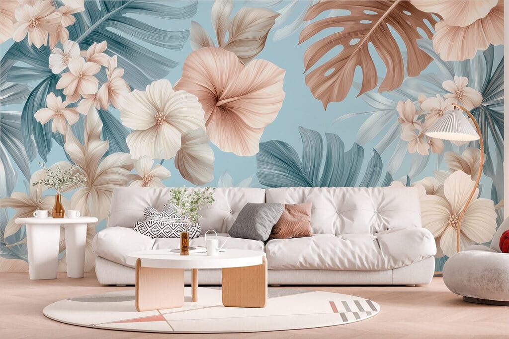 Floral pattern with white and brown flowers Floral pattern with white and brown flowers