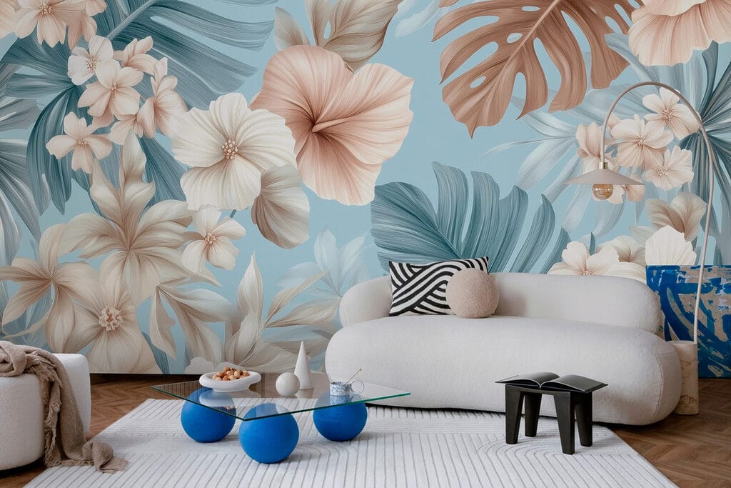 Floral pattern with white and brown flowers Floral pattern with white and brown flowers