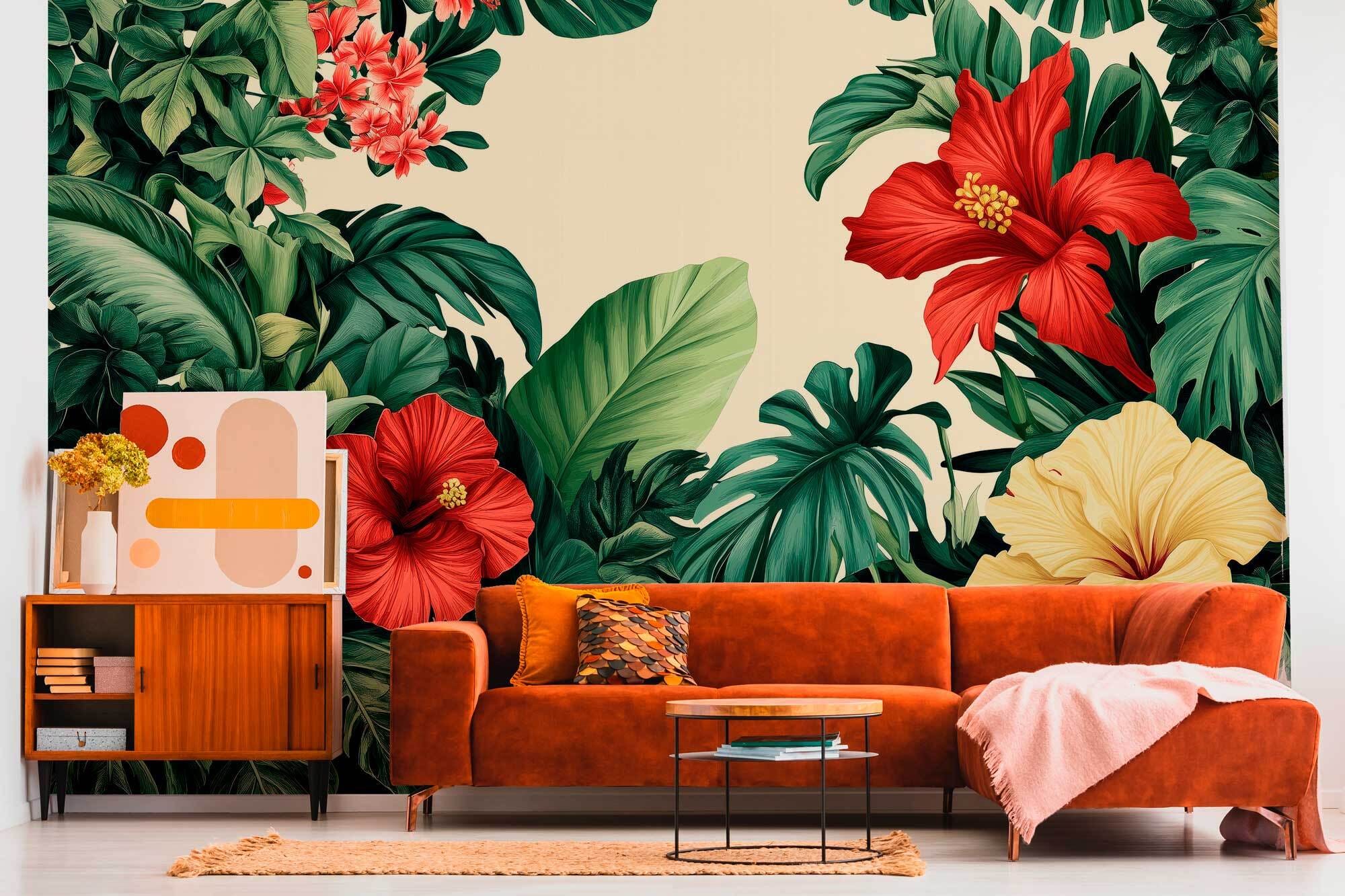 Group of flowers and leaves Group of flowers and leaves