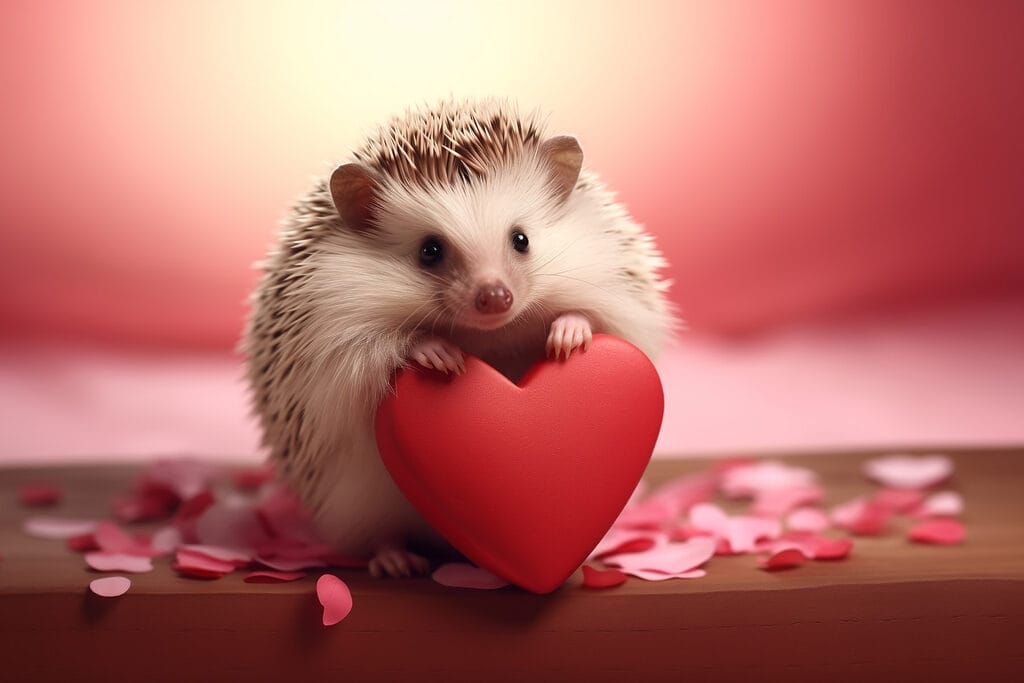 Hedgehog holding a heart